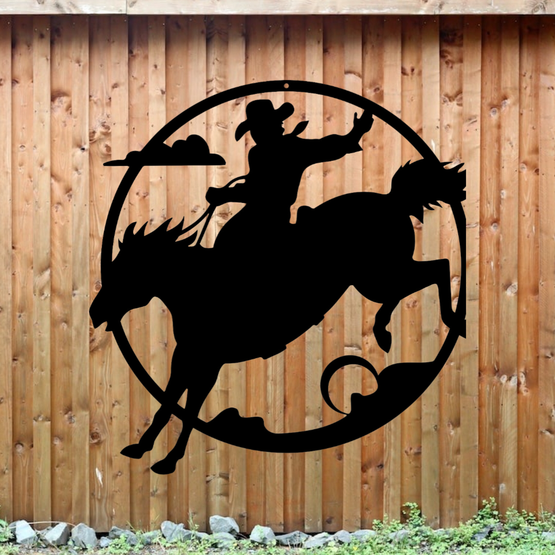 Bucking horse backroad custom steel signs designs